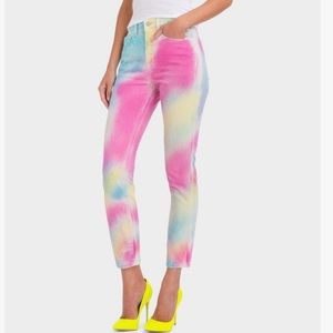 Cute Tie& Dye jeans size small or  5/7 juniors . 
Like new